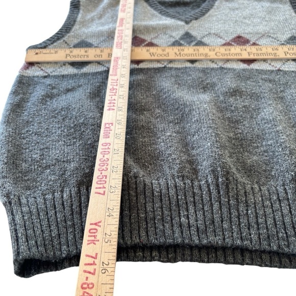 Vintage Mens Argyle Sweater Vest Multicolor X-Large Wool Blend Academia Classic - Picture 9 of 12